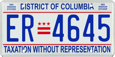 DC license plate ER4645