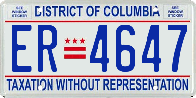 DC license plate ER4647
