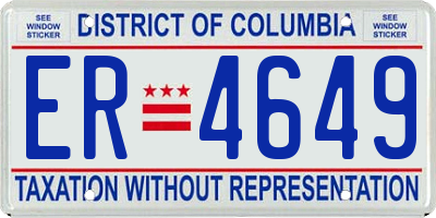 DC license plate ER4649