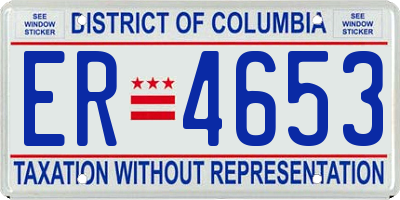 DC license plate ER4653