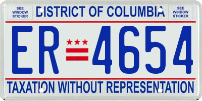 DC license plate ER4654