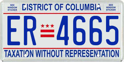DC license plate ER4665