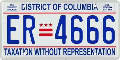 DC license plate ER4666