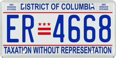 DC license plate ER4668