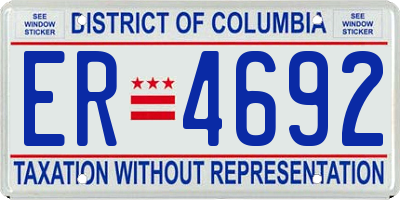 DC license plate ER4692