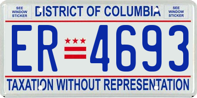 DC license plate ER4693