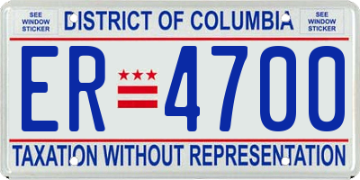 DC license plate ER4700