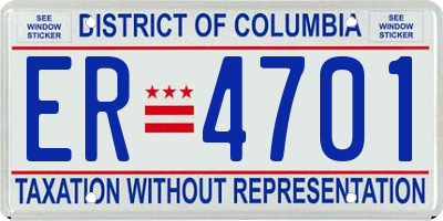 DC license plate ER4701