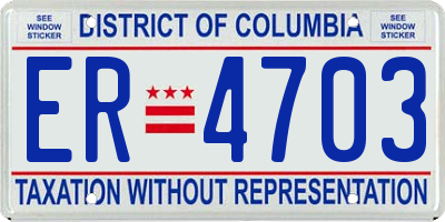 DC license plate ER4703