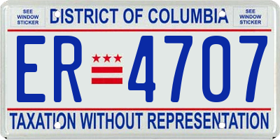 DC license plate ER4707