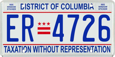 DC license plate ER4726