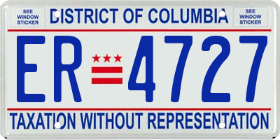DC license plate ER4727