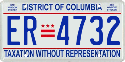 DC license plate ER4732