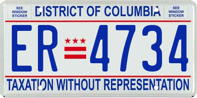DC license plate ER4734