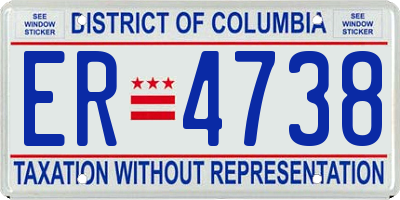 DC license plate ER4738