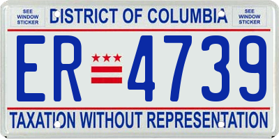 DC license plate ER4739