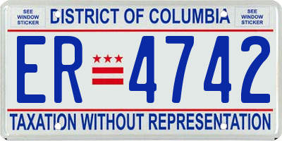DC license plate ER4742