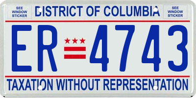 DC license plate ER4743