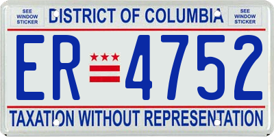 DC license plate ER4752