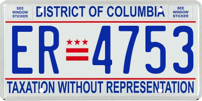 DC license plate ER4753