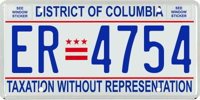 DC license plate ER4754