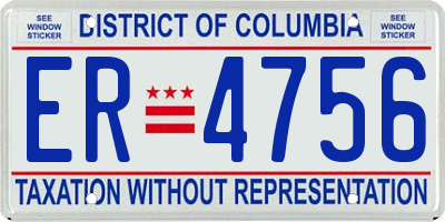DC license plate ER4756