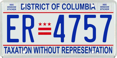 DC license plate ER4757