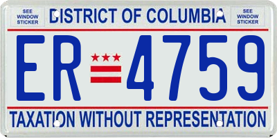 DC license plate ER4759
