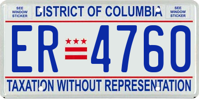 DC license plate ER4760