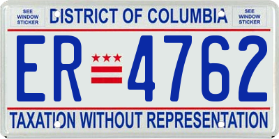 DC license plate ER4762
