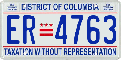 DC license plate ER4763
