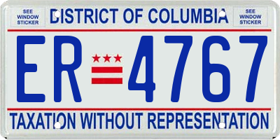 DC license plate ER4767
