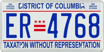 DC license plate ER4768
