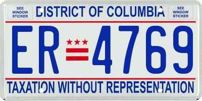 DC license plate ER4769