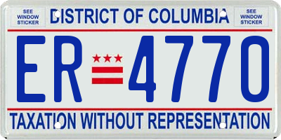 DC license plate ER4770