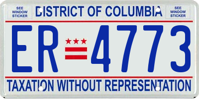 DC license plate ER4773