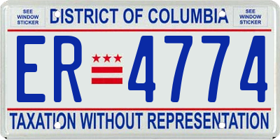 DC license plate ER4774