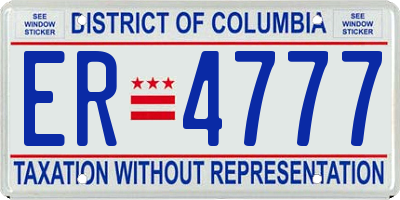 DC license plate ER4777