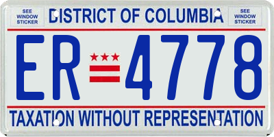 DC license plate ER4778