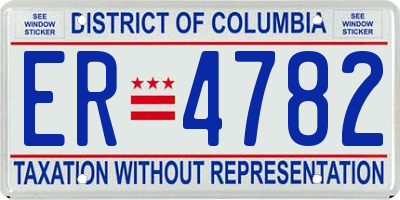 DC license plate ER4782