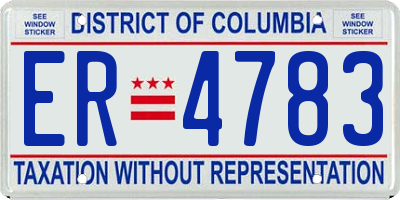 DC license plate ER4783