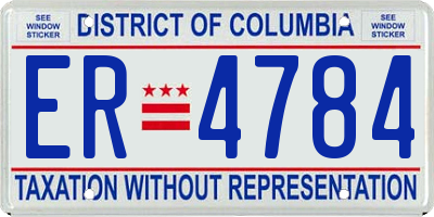 DC license plate ER4784