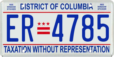 DC license plate ER4785