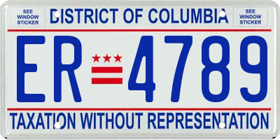 DC license plate ER4789