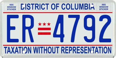 DC license plate ER4792