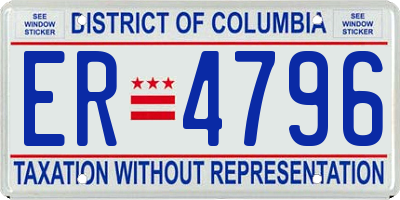 DC license plate ER4796