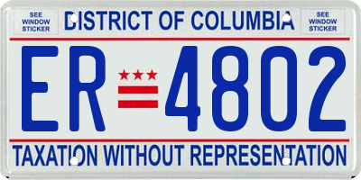 DC license plate ER4802