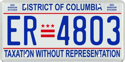DC license plate ER4803