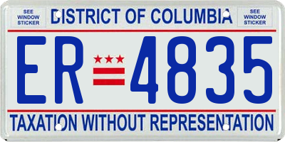 DC license plate ER4835