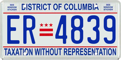 DC license plate ER4839